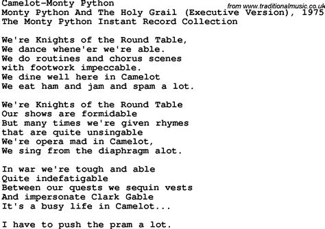 Camelot, (1967). . Lyrics to camelot